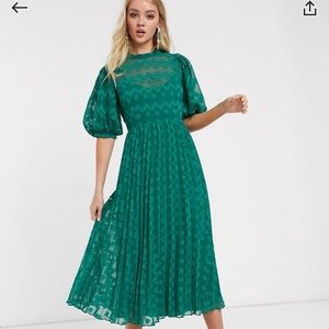 ASOS | high neck pleated chevron midi dress